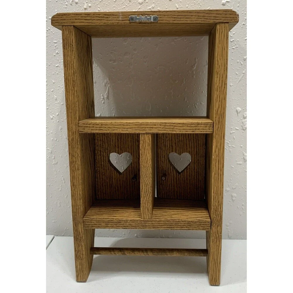 Vintage Country Wooden Wall Curio Cabinet Shelf Knick Knack Collectibles W/Pegs